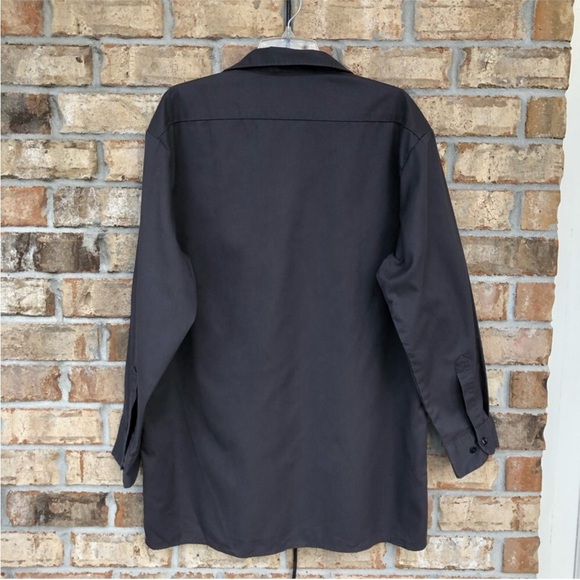 Dickies Mens Long Sleeve Flap Chest Pockets Button Down Gray Work Shirt L - Picture 8 of 13